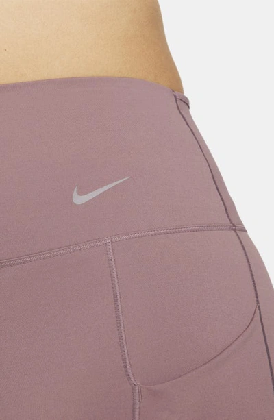 Shop Nike Dri-fit Go High Waist 7/8 Leggings In Smokey Mauve/ Black