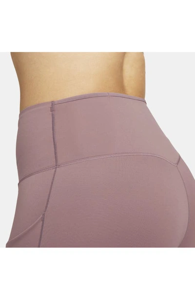 Shop Nike Dri-fit Go High Waist 7/8 Leggings In Smokey Mauve/ Black