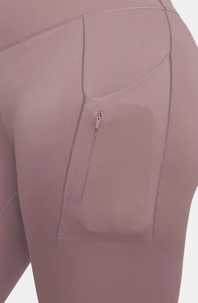 Nike Women's Go Firm-support High-waisted 7/8 Leggings With Pockets In Smokey Mauve/ Black