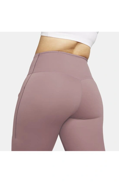 Shop Nike Dri-fit Go High Waist 7/8 Leggings In Smokey Mauve/ Black