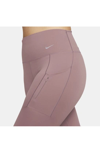 Shop Nike Dri-fit Go High Waist 7/8 Leggings In Smokey Mauve/ Black