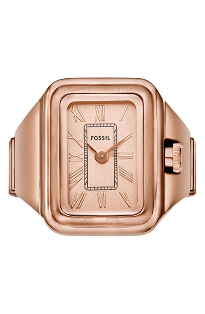 Shop Fossil Raquel Watch Ring, 14mm In Rose Gold