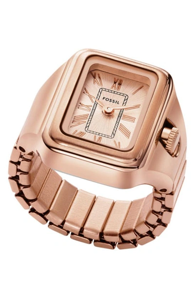 Shop Fossil Raquel Watch Ring, 14mm In Rose Gold