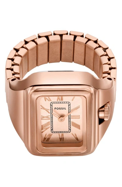 Shop Fossil Raquel Watch Ring, 14mm In Rose Gold