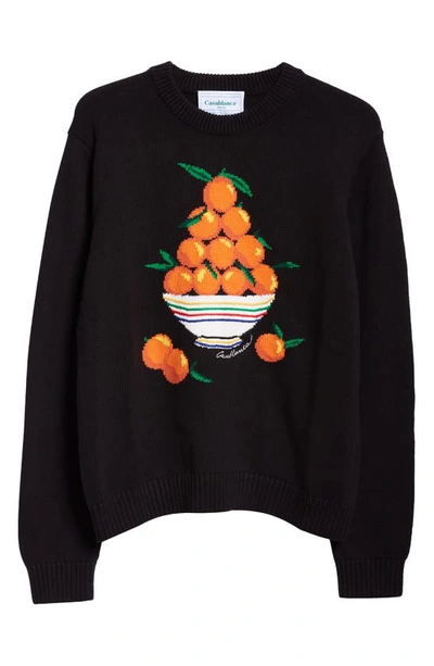 Shop Casablanca Pyramide D'oranges Intarsia Cotton Sweater In Black