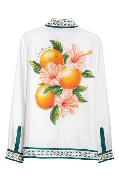Shop Casablanca Orange Floral Silk Twill Button-up Shirt In Oranges En Fleur