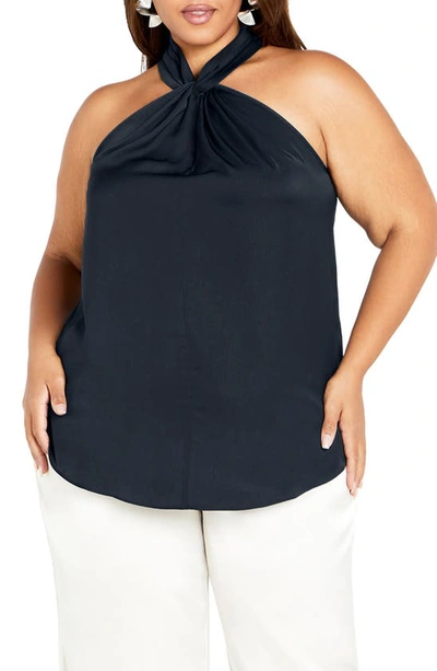 Shop City Chic Sexy Twist Sleeveless Top In Steel Blue