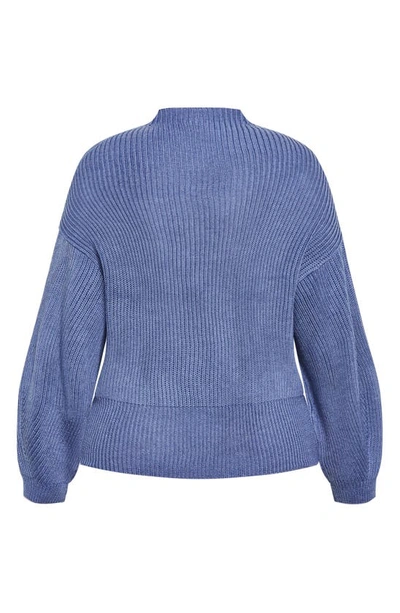 Shop City Chic Funnel Neck Sweater In Denim Blue Melange