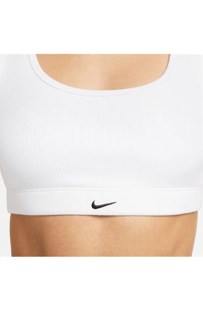 Shop Nike Alate All U Rib Sports Bra In White/ White/ Black