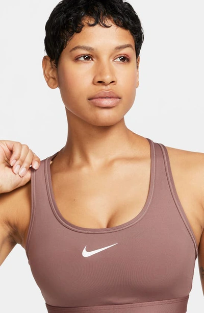 Shop Nike Dri-fit Padded Sports Bra In Smokey Mauve/ White