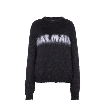 Balmain Black Mohair Sweatshirt In Black