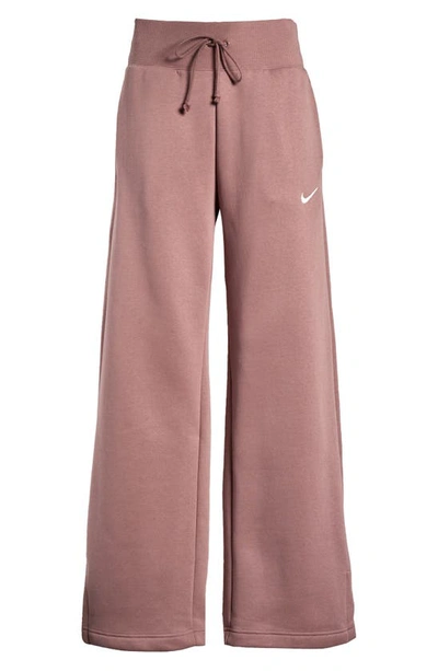 Shop Nike Sportswear Phoenix High Waist Wide Leg Sweatpants In Smokey Mauve/ Sail