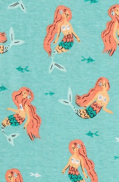 Shop Munki Munki Kids' Mermaids Fitted Three-piece Pajamas In Mint