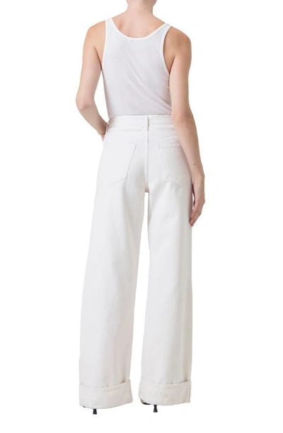 Shop Agolde Dame Cuffed High Waist Wide Leg Organic Cotton Jeans In Fortune Cookie