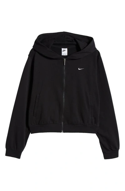 Shop Nike Sportswear Chill French Terry Full Zip Hooded Jacket In Black/ Sail
