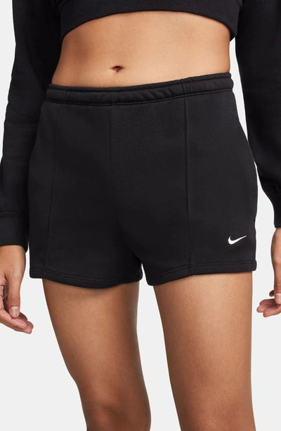 Shop Nike Chill High Waist French Terry Shorts In Black/ Sail