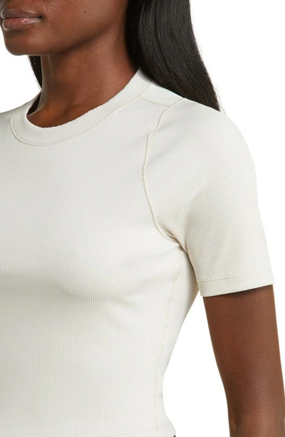 Shop Nike Essential Rib Crop T-shirt In Light Orewood/ White