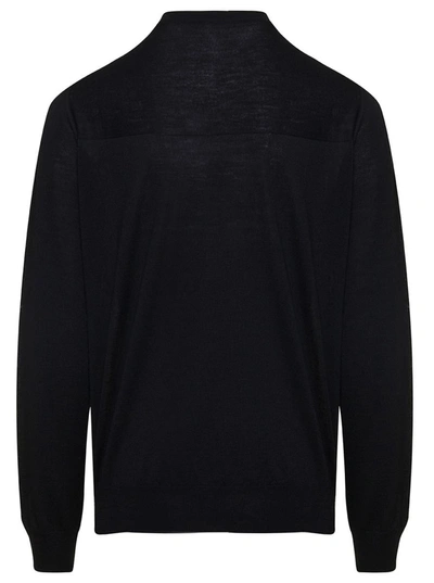 Shop Jil Sander Black Crewneck Sweater With Long Sleeves In Wool Man