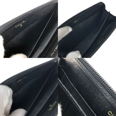 Pre-owned Chanel Coco Mark Black Leather Wallet  ()