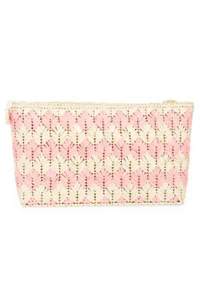 Shop Btb Los Angeles Bria Straw Clutch In Natural/ Rose