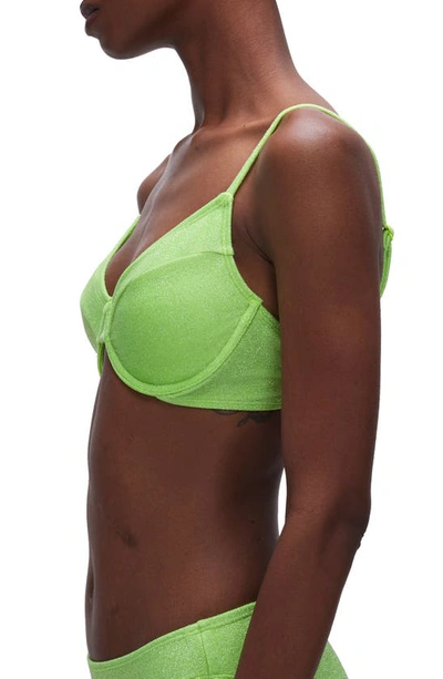 Shop Good American Sparkle Underwire Demi Bikini Top In Electric Lime002