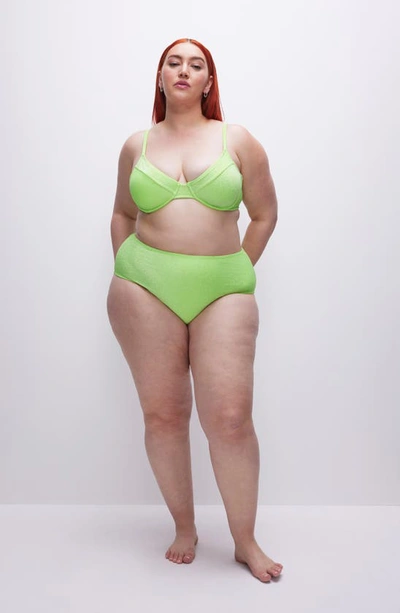 Shop Good American Sparkle Underwire Demi Bikini Top In Electric Lime002