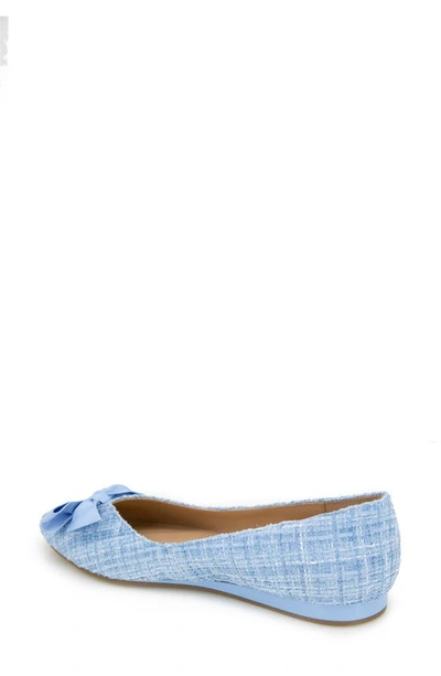 Shop Reaction Kenneth Cole Lily Bow Bouclé Tweed Flat In Pastel Blue Boucle