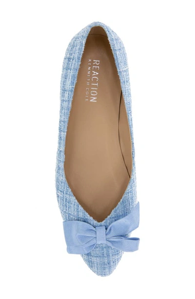 Shop Reaction Kenneth Cole Lily Bow Bouclé Tweed Flat In Pastel Blue Boucle