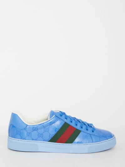 Shop Gucci Ace Sneakers In Blue