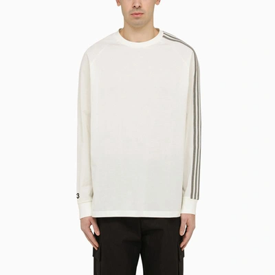 Shop Y-3 Adidas  Crew-neck Long Sleeves T-shirt With Logo In White