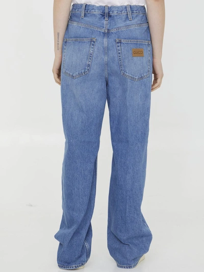 Shop Gucci Baggy Denim Jeans In Blue