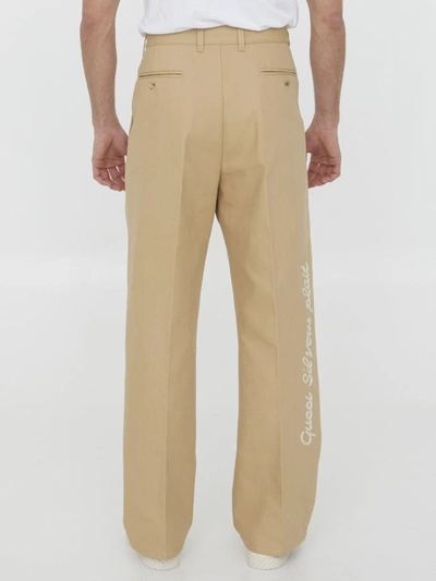 Shop Gucci Beige Cotton Pants