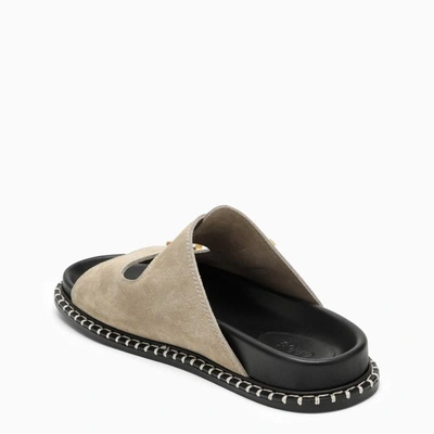 Shop Chloé Dark Beige Calfskin Rebecca Sabot In Grey