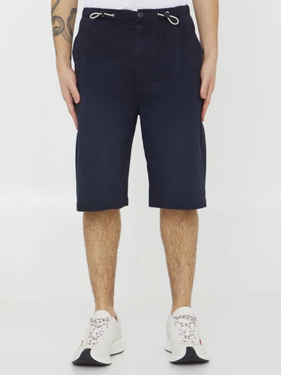 Shop Gucci Cotton Drill Bermuda Shorts In Blue
