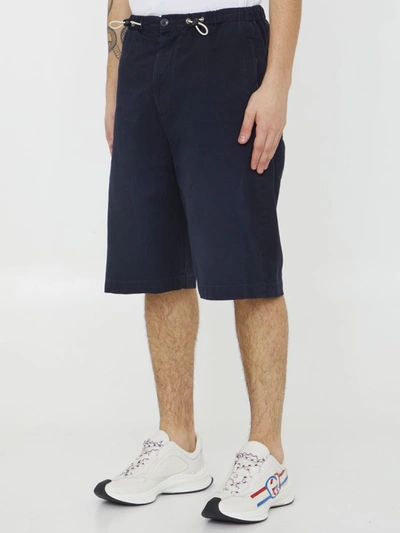 Shop Gucci Cotton Drill Bermuda Shorts In Blue