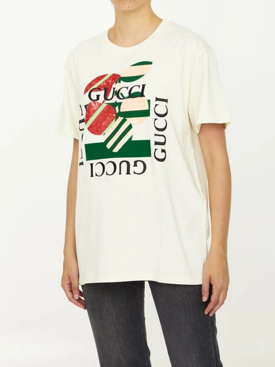 Shop Gucci Cotton Jersey T-shirt In Beige
