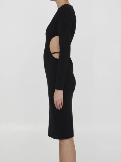 Shop Gucci Cut-out Midi Dress In Black
