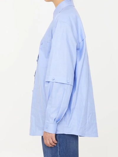 Shop Gucci Detachable Sleeves Shirt In Blue