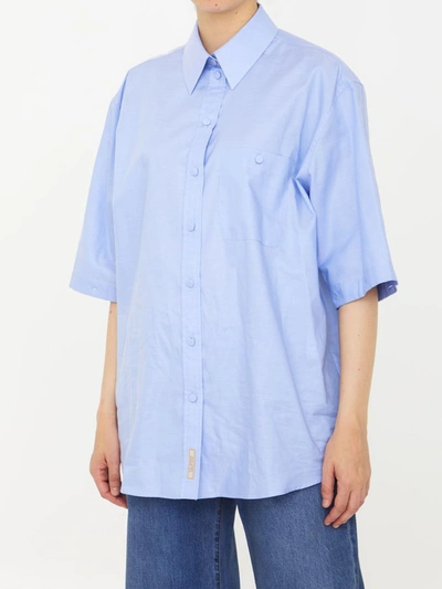 Shop Gucci Detachable Sleeves Shirt In Blue