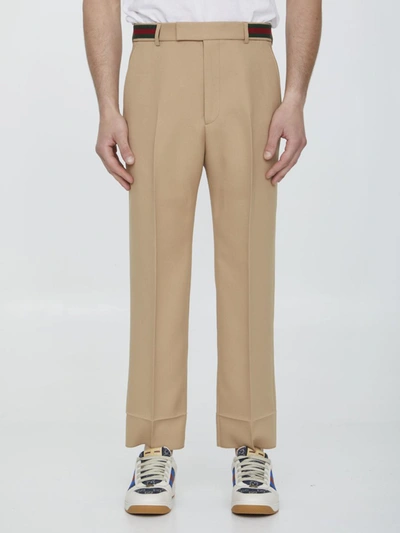 Shop Gucci Fluid Drill Trousers In Brown
