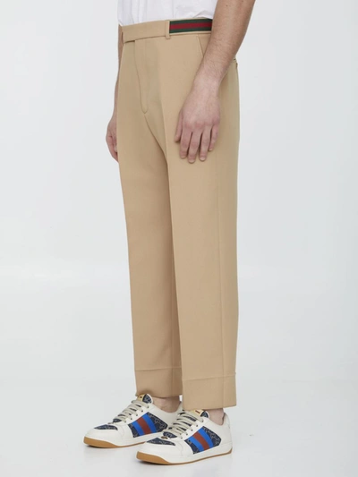 Shop Gucci Fluid Drill Trousers In Brown