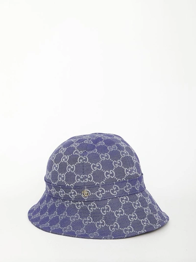 Shop Gucci Gg Fabric Bucket Hat In Blue