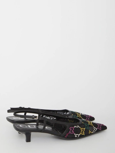Shop Gucci Gg Crystal Sandals In Black