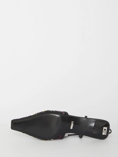 Gucci Gg Rhinestoned Mesh Slingback Pumps In Black