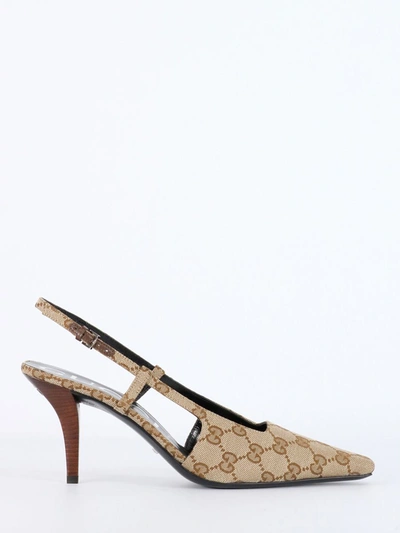 Shop Gucci Gg Slingback Pumps In Beige