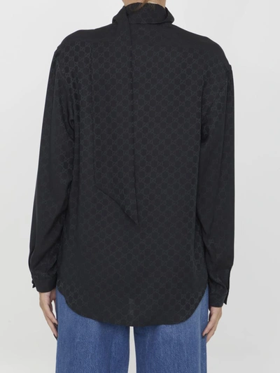 Shop Gucci Gg Silk Shirt In Black