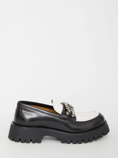 Shop Gucci Loafers With Interlocking G Chain In Black