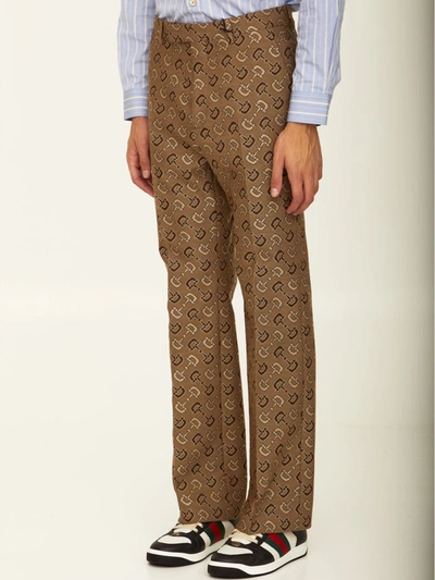 Shop Gucci Maxi Horsebit Trousers In Beige