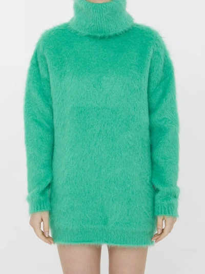 Shop Gucci Mohair Sweater Dress In Green