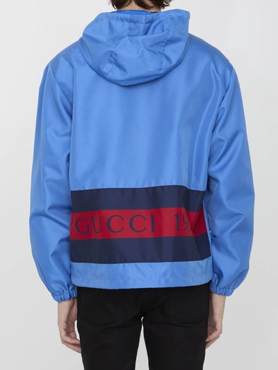 Shop Gucci Nylon Jacket In Blue